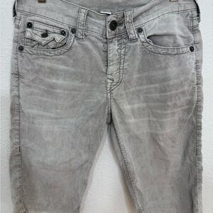 True Religion Shorts Men's 29 Gray Ricky Relaxed Corduroy Raw Hem
